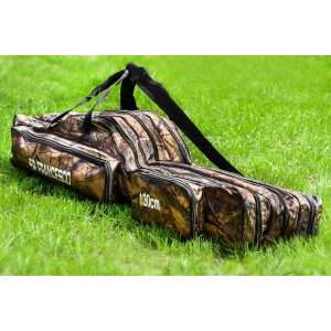 130cm fishing rod bag with 3 compartments and 2 pockets, camouflage pattern - Rod Holdall & Hard Case Rod Holder