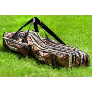 120cm Fishing Rod Bag with 3 Compartments and 2 Pockets, Camo Pattern - Rod Holdall & Hard Case Rod Holder