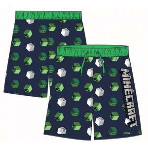 Minecraft fiú úszónadrág, kék, zöld és fehér Minecraft blokk mintával, 8 éves / 128 cm méret - Minecraft