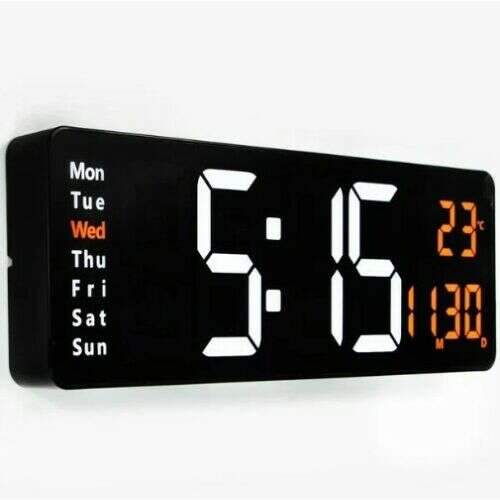 Digital Wall Clock Desk Alarm Clock Calendar Thermometer 6629
