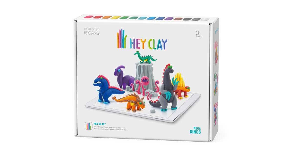 Hey Clay Air Drying Large Clay Set - Mega Dinosaurs 18pcs