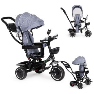 Ecotoys grey tricycle collage showing multiple configurations - Tricycle