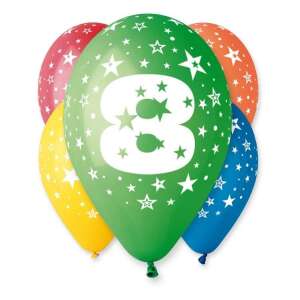 Happy Birthday 8 Star Balloons, 5 pack, 12 inch (30cm), Gemar - Godan