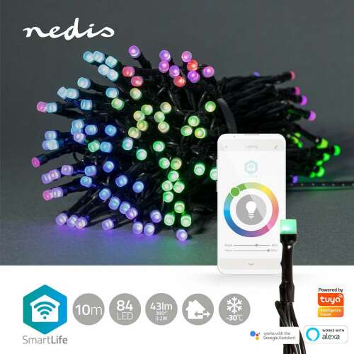 Nedis SmartLife 10m RGB LED string lights, 84 LEDs, controlled by smartphone app