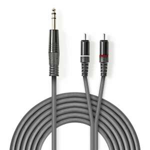 Nedis® 6,35 mm Jack - 2x RCA sztereó audiokábel, 1,5 m, sötét szürke - Kábel