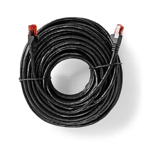 Cablu Cat 6 | RJ45 Plug | RJ45 Plug | U/UTP | 30,0 m | Exterior | Rotund | PE | Negru | Plic