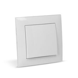 Angled view of Entac 101 Arnold white single pole flush mount wall switch - Light Switch