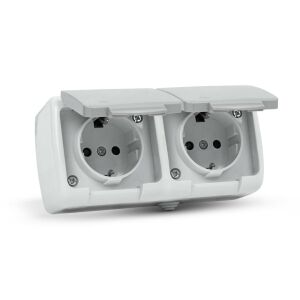 Entac Stephan surface-mounted double socket with ground and IP54 protection - Socket & Outlet