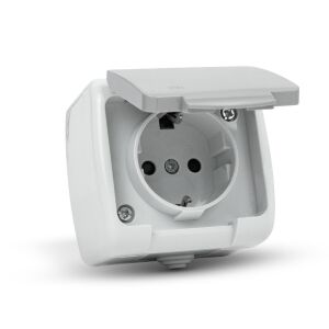 Entac Stephan IP54 surface mounted grounded wall socket with cover - Socket & Outlet