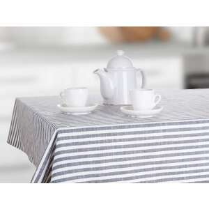 Modern Csíkos Asztalterítő - Szürke-Fehér - 120x140 cm