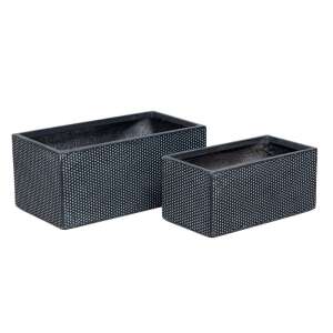 California fekete kompozit virágcserép szett, 2 db, téglalap alakú, modern design - Komposztáló