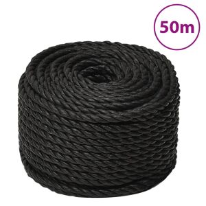 vidaXL Frânghie de lucru, negru, 14 mm, 50 m, polipropilenă 126373808 - Fixator