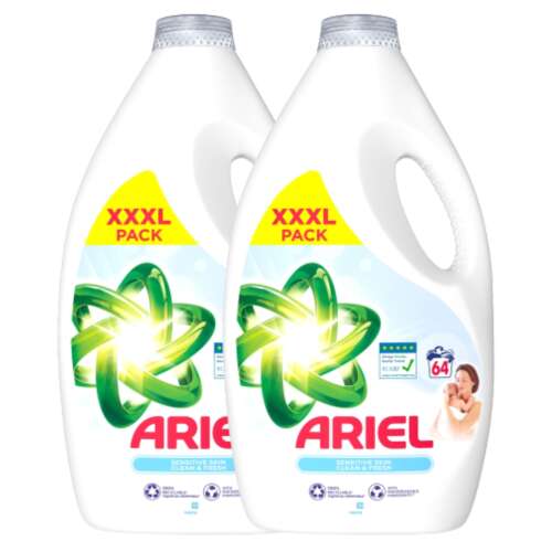 Ariel Sensitive & Baby Skin Clean & Fresh Detergent lichid pentru rufe 2x3,2L - 128 de spălări