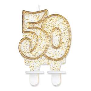 Sclipici de aur 50th Lumânare tort de aur, lumânare cu număr 50297294 - Decoratiuni pentru tort