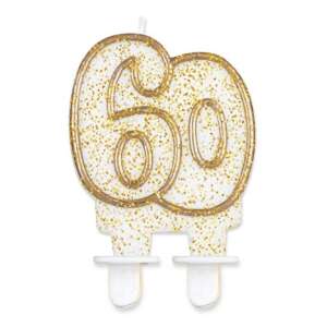 Златна свещ за рожден ден с номер 60 с блясък - Amscan