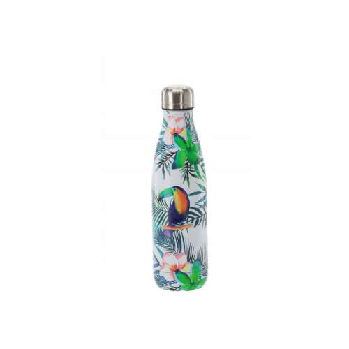 Trópusi mintás rozsdamentes acél thermo vízes palack, toucan mintával, 500ml - Termosz és italtartó