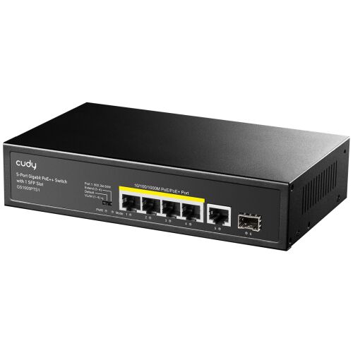 Cudy GS1005PTS1 5-Port Gigabit PoE+ Switch Rückansicht