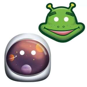 2-pakowe maski papierowe z motywem kosmicznym, jeden astronauta i jeden kosmita - Kostium dla dzieci