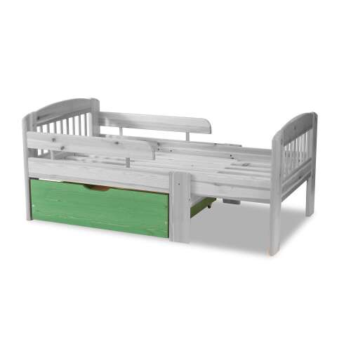 Leo fenyő ágyneműtartó fiókkal, fehér