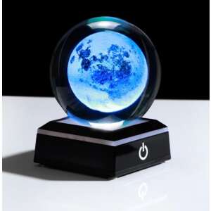 Globă de cristal 3D cu Lună cu bază LED, Lampă de noapte, Decor pentru casă - Nonbrand Lămpi decorative