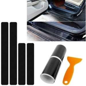 Car door sill protector set with 4 pieces, spatula and carbon fiber look - Vehicle wrap