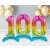 Regenbogen Zahl 100 Folienballons mit Ständern, 74 cm