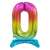 Rainbow number 0 foil balloon with stand, 74 cm