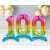 Rainbow number 100 foil balloons with stands, 74 cm