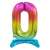 Rainbow number 0 foil balloon with stand, 74 cm