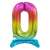 Rainbow number 0 foil balloon with stand, 74 cm