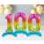 Rainbow number 100 foil balloons with stands, 74 cm