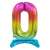 Rainbow number 0 foil balloon with stand, 74 cm