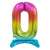 Rainbow number 0 foil balloon with stand, 74 cm