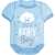 Blue baby boy bodysuit shaped foil balloon, it's a baby boy text, cloud with smiley face, silver stars and hearts