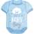 Blue baby boy bodysuit shaped foil balloon, it's a baby boy text, cloud with smiley face, silver stars and hearts
