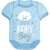 Blue baby boy bodysuit shaped foil balloon, it's a baby boy text, cloud with smiley face, silver stars and hearts