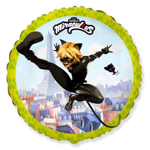 Miraculous Ladybug and Cat Noir 46cm foil balloon, featuring Cat Noir in action pose