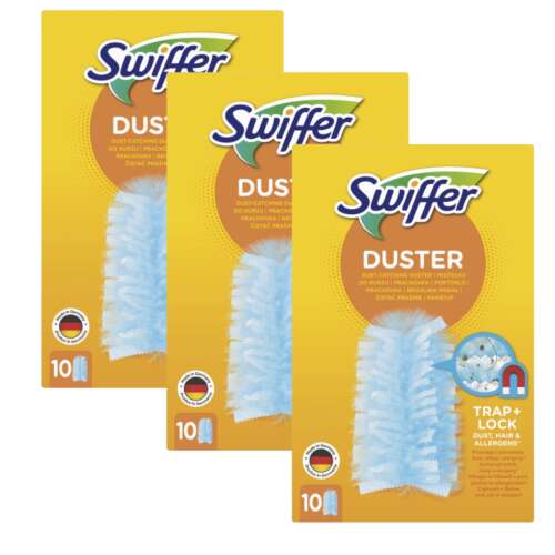 Reîncărcări Swiffer Duster, 3 pachete cu 10 prafuri, captează și blochează praful, părul și alergenii