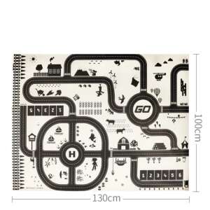 Black and white playmat with road, city, and farm scenes for kids to play with toy cars - Nonbrand Baby Gyms & Play Mat