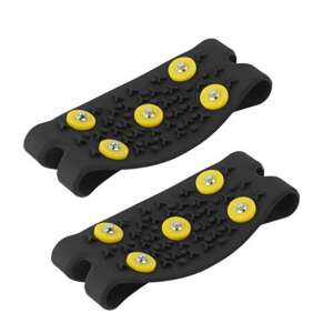 Pair of black rubber shoe ice grips with yellow studs - Work Safety