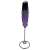 Adler AD4499 electric milk frother, purple, with stand, side view