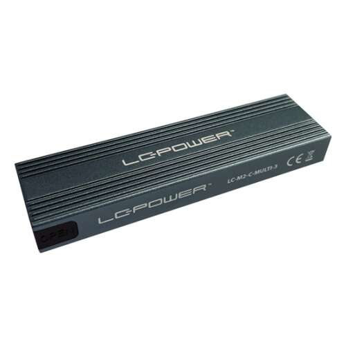 LC-Power LC-M2-C-MULTI-3 külső ház NVMe vagy SATA M.2 SSD-hez, szürke - LC-power