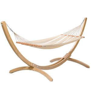 Prémium Pamut Lungo Függőágy fa állvánnyal, Ekrü - Czillo