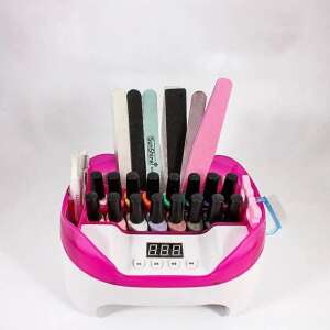 KM-520 2-in-1 UV LED Nail Lamp with 5 Compartment Organizer, 110W, Pink and White - Nail design