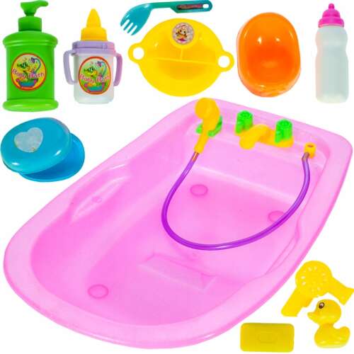 MalPlay Játékbaba fürdőkád kiegészítőkkel #rózsaszín