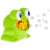 Green frog shaped bubble blower blowing bubbles