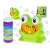 Green frog shaped bubble blower with a bottle of bubble solution, makes lots of bubbles