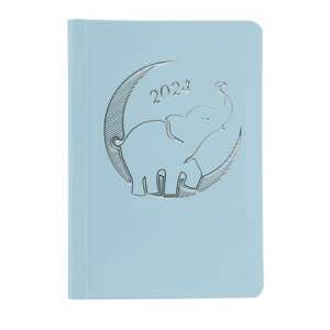 TOPTIMER "Pastel" B6 Calendar săptămânal, Albastru, 2024, Copertă cu design de elefant - TOPTIMER