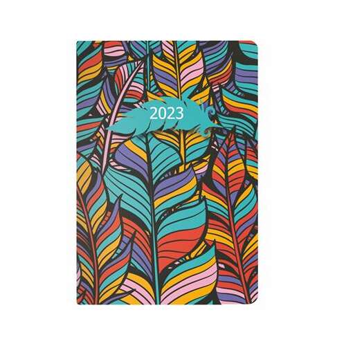 TOPTIMER "Joy flexi" B6 Weekly Planner Calendar with colorful feather pattern