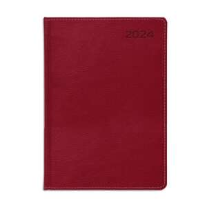 TOPTIMER "Traditional" A5 Burgundy Daily Planner Calendar 2024, front cover - Office accessory